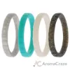 Picture of Silicone Wedding Stackble Lines Ring Set - Turquoise by ROQ for Women - 4 x 5 mm Ring