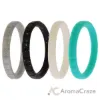 Picture of Silicone Wedding Stackble Lines Ring Set - Turquoise by ROQ for Women - 4 x 6 mm Ring
