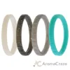 Picture of Silicone Wedding Stackble Lines Ring Set - Turquoise by ROQ for Women - 4 x 7 mm Ring