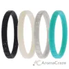Picture of Silicone Wedding Stackble Lines Ring Set - Turquoise by ROQ for Women - 4 x 9 mm Ring