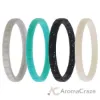Picture of Silicone Wedding Stackble Lines Ring Set - Turquoise by ROQ for Women - 4 x 11 mm Ring