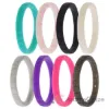 Picture of Silicone Wedding Stackble Lines Ring Set - MultiColor by ROQ for Women - 8 x 6 mm Ring