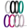 Picture of Silicone Wedding Stackble Lines Ring Set - MultiColor by ROQ for Women - 8 x 8 mm Ring