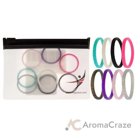 Picture of Silicone Wedding Stackble Lines Ring Set - MultiColor by ROQ for Women - 8 x 11 mm Ring