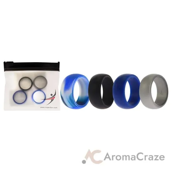 Picture of Silicone Wedding Ring Set - Blue-Camo by ROQ for Men - 4 x 7 mm Ring