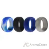 Picture of Silicone Wedding Ring Set - Blue-Camo by ROQ for Men - 4 x 7 mm Ring