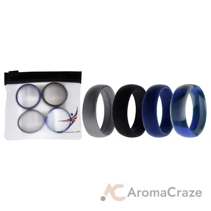 Picture of Silicone Wedding Ring Set - Blue-Camo by ROQ for Men - 4 x 15 mm Ring