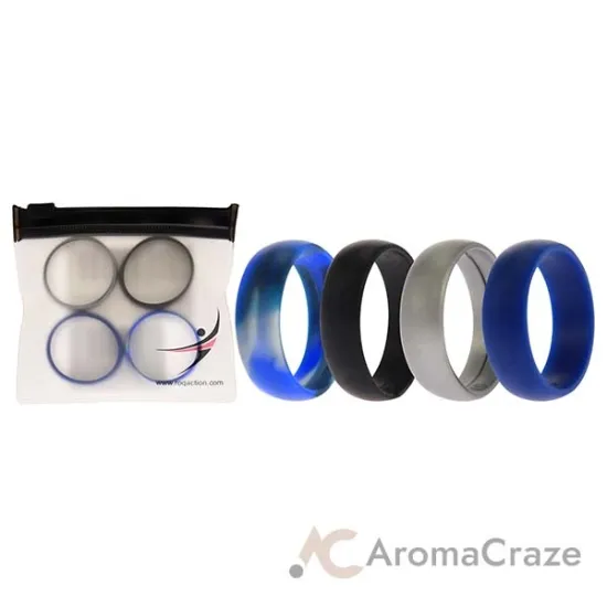 Picture of Silicone Wedding Ring Set - Blue-Camo by ROQ for Men - 4 x 16 mm Ring