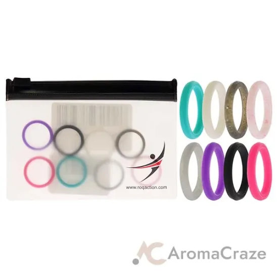 Picture of Silicone Wedding Stackble Point Ring Set - MultiColor by ROQ for Women - 8 x 4 mm Ring