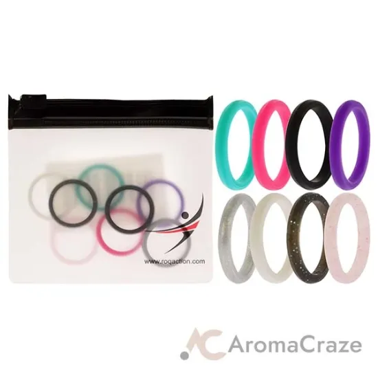 Picture of Silicone Wedding Stackble Point Ring Set - MultiColor by ROQ for Women - 8 x 6 mm Ring