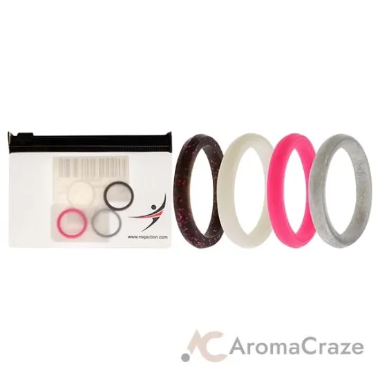 Picture of Silicone Wedding Stackble Point Ring Set - Pink by ROQ for Women - 4 x 4 mm Ring