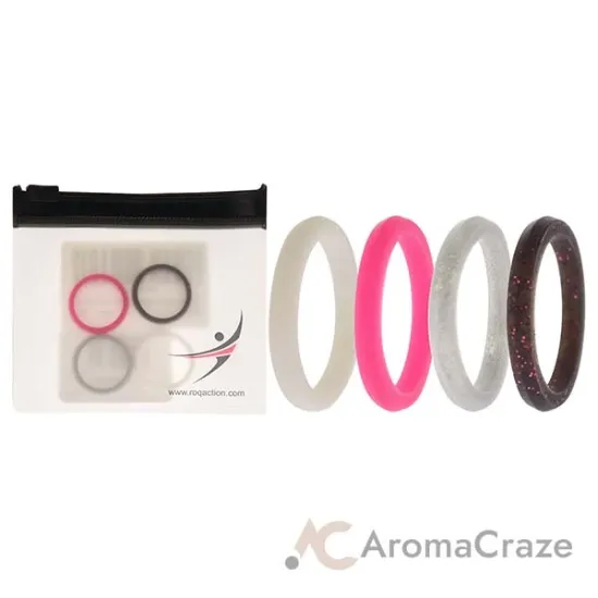 Picture of Silicone Wedding Stackble Point Ring Set - Pink by ROQ for Women - 4 x 6 mm Ring