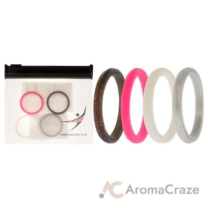 Picture of Silicone Wedding Stackble Point Ring Set - Pink by ROQ for Women - 4 x 9 mm Ring