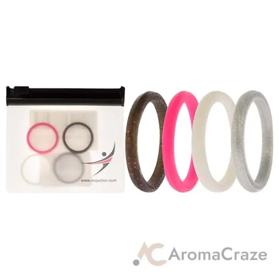 Picture of Silicone Wedding Stackble Point Ring Set - Pink by ROQ for Women - 4 x 9 mm Ring