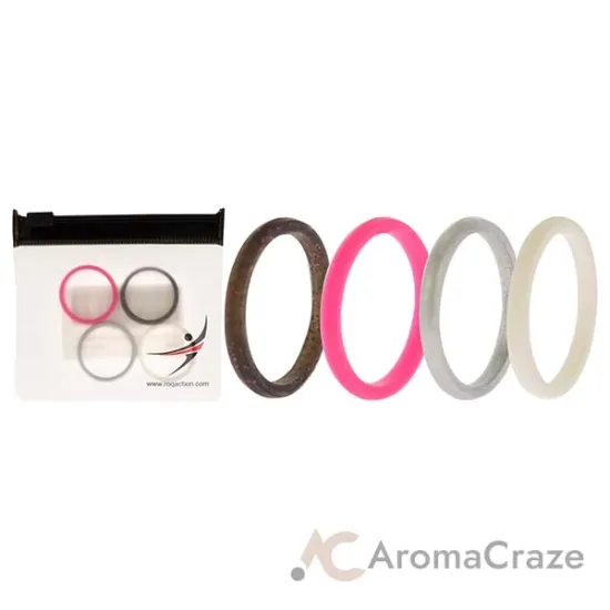 Picture of Silicone Wedding Stackble Point Ring Set - Pink by ROQ for Women - 4 x 11 mm Ring