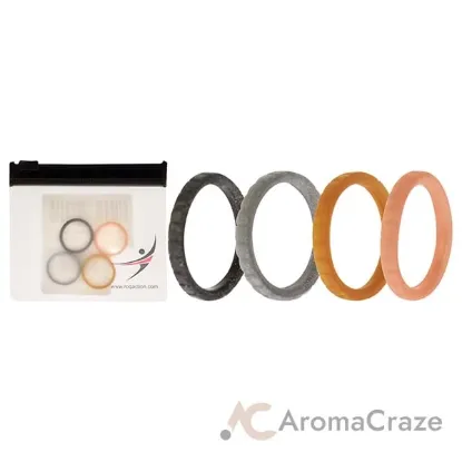 Picture of Silicone Wedding Stackble Lines Ring Set - Metal by ROQ for Women - 4 x 4 mm Ring