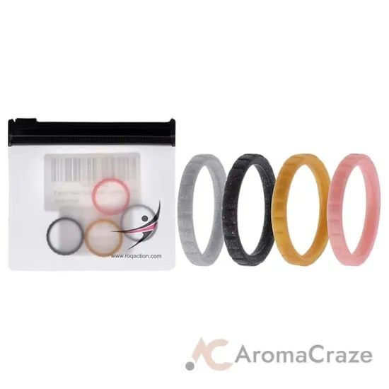 Picture of Silicone Wedding Stackble Lines Ring Set - Metal by ROQ for Women - 4 x 5 mm Ring