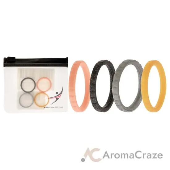 Picture of Silicone Wedding Stackble Lines Ring Set - Metal by ROQ for Women - 4 x 6 mm Ring