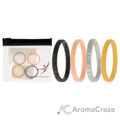 Picture of Silicone Wedding Stackble Lines Ring Set - Metal by ROQ for Women - 4 x 9 mm Ring