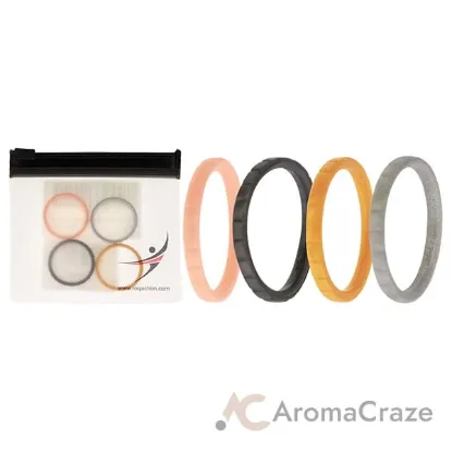 Picture of Silicone Wedding Stackble Lines Ring Set - Metal by ROQ for Women - 4 x 10 mm Ring