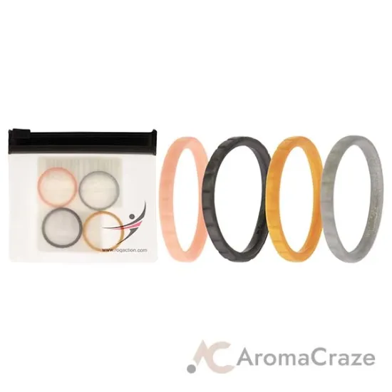 Picture of Silicone Wedding Stackble Lines Ring Set - Metal by ROQ for Women - 4 x 10 mm Ring