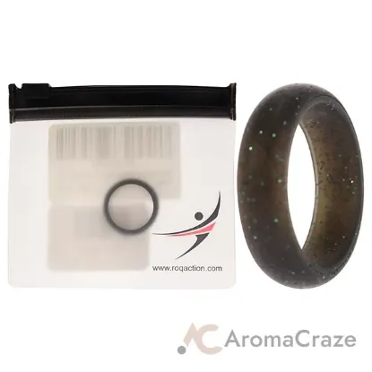 Picture of Silicone Wedding Single Ring - Black-Turquoise Glitter by ROQ for Women - 6 mm Ring