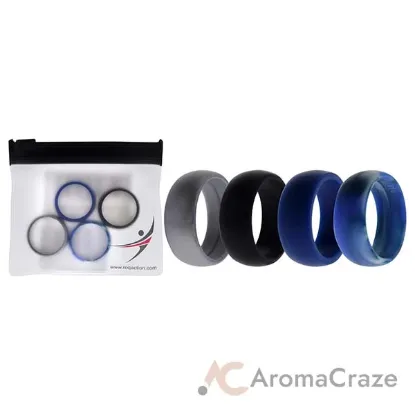 Picture of Silicone Wedding Ring Set - Blue-Camo by ROQ for Men - 4 x 9 mm Ring