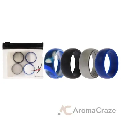 Picture of Silicone Wedding Ring Set - Blue-Camo by ROQ for Men - 4 x 10 mm Ring