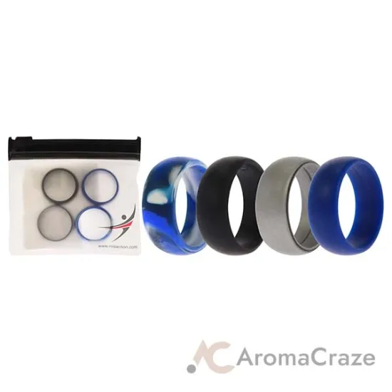 Picture of Silicone Wedding Ring Set - Blue-Camo by ROQ for Men - 4 x 10 mm Ring