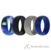 Picture of Silicone Wedding Ring Set - Blue-Camo by ROQ for Men - 4 x 10 mm Ring