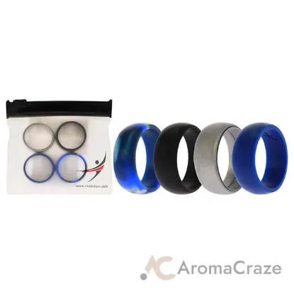 Picture of Silicone Wedding Ring Set - Blue-Camo by ROQ for Men - 4 x 11 mm Ring