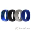 Picture of Silicone Wedding Ring Set - Blue-Camo by ROQ for Men - 4 x 11 mm Ring