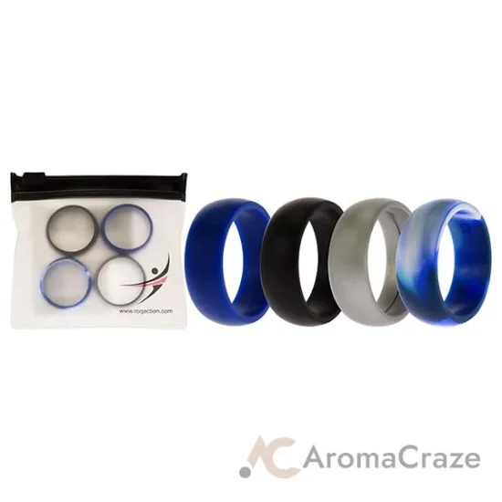 Picture of Silicone Wedding Ring Set - Blue-Camo by ROQ for Men - 4 x 12 mm Ring