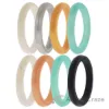 Picture of Silicone Wedding Stackble Point Ring Set - Turquoise-Black by ROQ for Women - 8 x 5 mm Ring