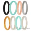 Picture of Silicone Wedding Stackble Point Ring Set - Turquoise-Black by ROQ for Women - 8 x 9 mm Ring