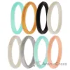 Picture of Silicone Wedding Stackble Point Ring Set - Turquoise-Black by ROQ for Women - 8 x 10 mm Ring
