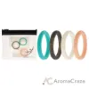 Picture of Silicone Wedding Stackble Point Ring Set - Turquoise-Black by ROQ for Women - 4 x 5 mm Ring