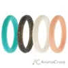 Picture of Silicone Wedding Stackble Point Ring Set - Turquoise-Black by ROQ for Women - 4 x 5 mm Ring