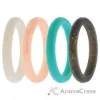 Picture of Silicone Wedding Stackble Point Ring Set - Turquoise-Black by ROQ for Women - 4 x 6 mm Ring