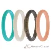 Picture of Silicone Wedding Stackble Point Ring Set - Turquoise-Black by ROQ for Women - 4 x 10 mm Ring