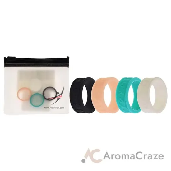 Picture of Silicone Wedding Flower Ring Set - Turquoise by ROQ for Women - 4 x 4 mm Ring