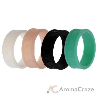 Picture of Silicone Wedding Flower Ring Set - Turquoise by ROQ for Women - 4 x 8 mm Ring