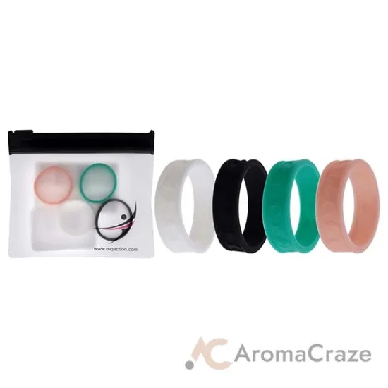 Picture of Silicone Wedding Flower Ring Set - Turquoise by ROQ for Women - 4 x 10 mm Ring