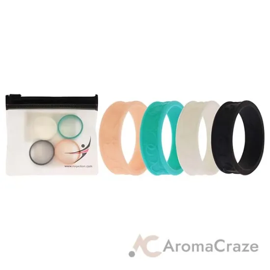 Picture of Silicone Wedding Flower Ring Set - Turquoise by ROQ for Women - 4 x 11 mm Ring