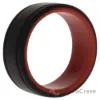 Picture of Silicone Wedding 2Layer Lines Ring - Red-Black by ROQ for Men - 8 mm Ring