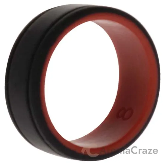 Picture of Silicone Wedding 2Layer Lines Ring - Red-Black by ROQ for Men - 8 mm Ring