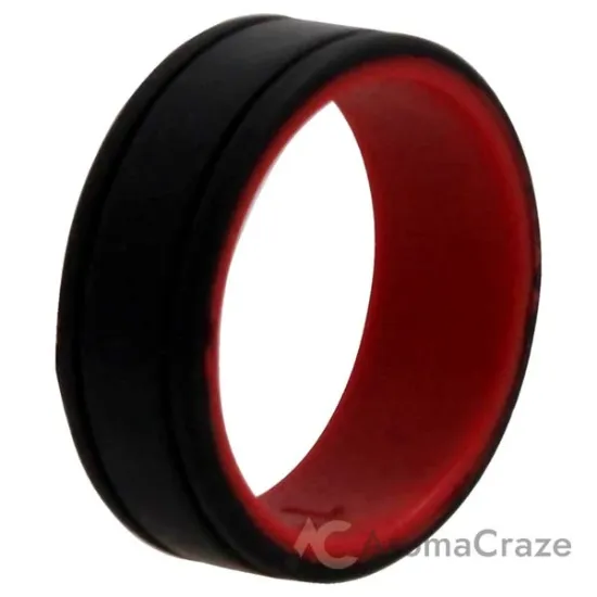 Picture of Silicone Wedding 2Layer Lines Ring - Red-Black by ROQ for Men - 12 mm Ring