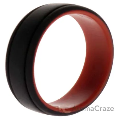 Picture of Silicone Wedding 2Layer Lines Ring - Red-Black by ROQ for Men - 15 mm Ring