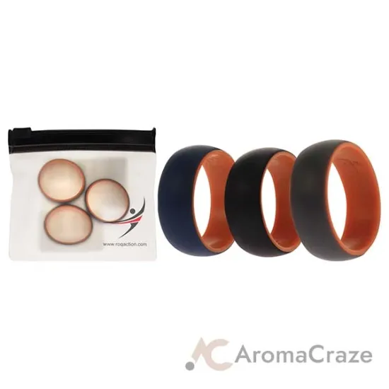 Picture of Silicone Wedding 2Layer Dome Ring Set - Orange by ROQ for Men - 3 x 13 mm Ring