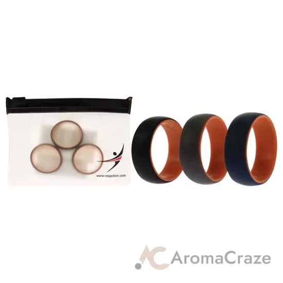 Picture of Silicone Wedding 2Layer Dome Ring Set - Orange by ROQ for Men - 3 x 14 mm Ring